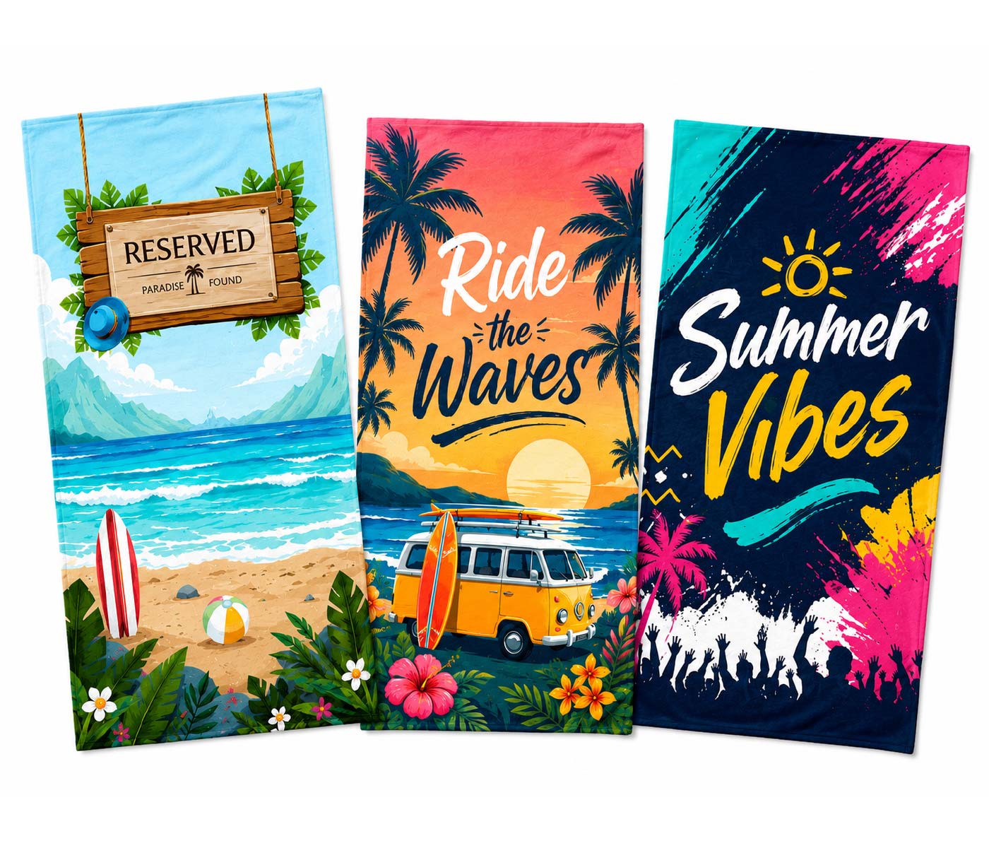 Strandhandtuch und Beachhandtücher sommerlich bedruckt für Urlaube und Geschenke