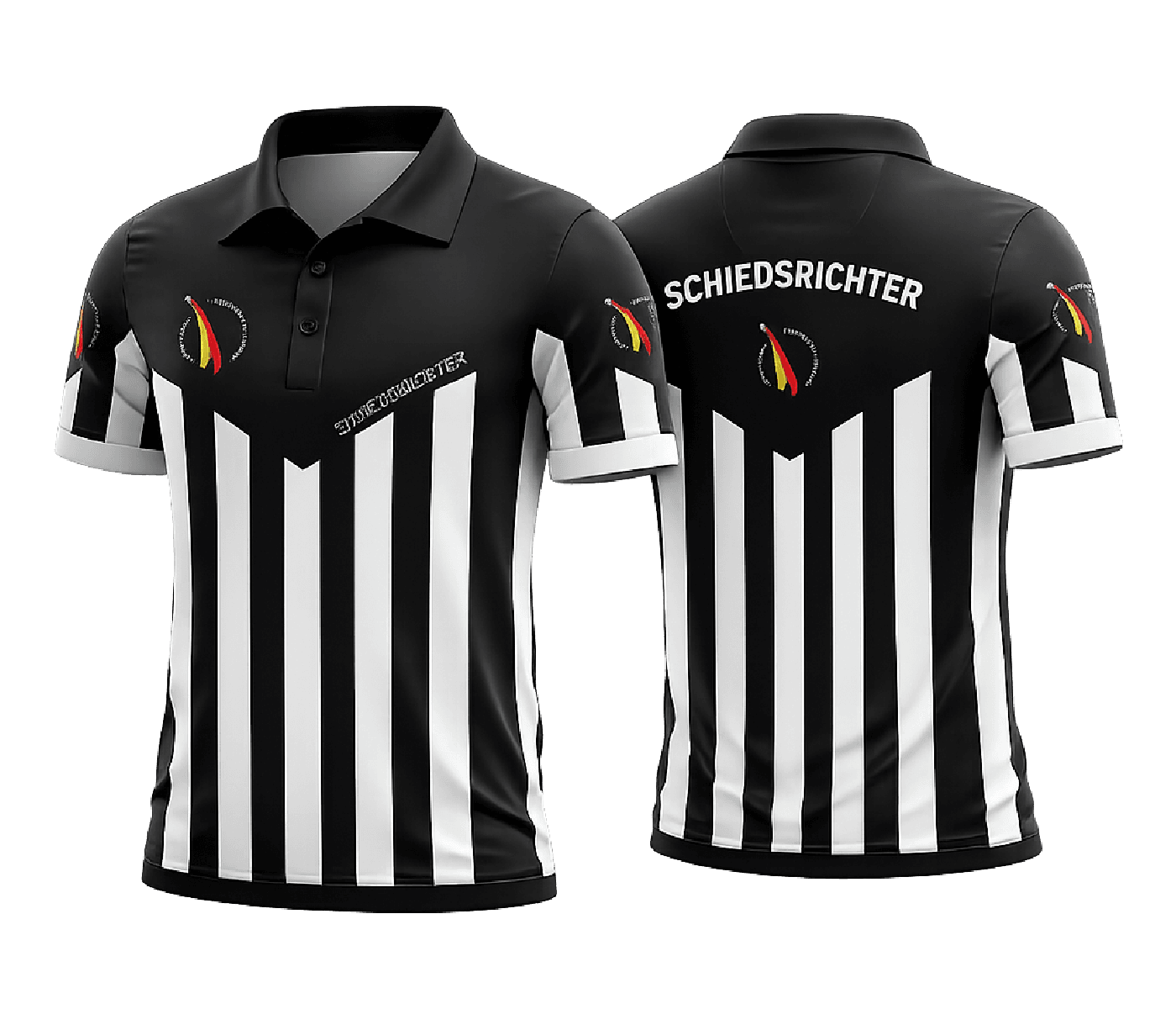 Individuelle Schiedsrichter Poloshirts auf weißem Hintergrund